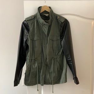 Army Green and Leather Jacket